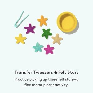 Lovevery Transfer Tweezers & Felt Stars From The Companion Play Kit 22-24 Months